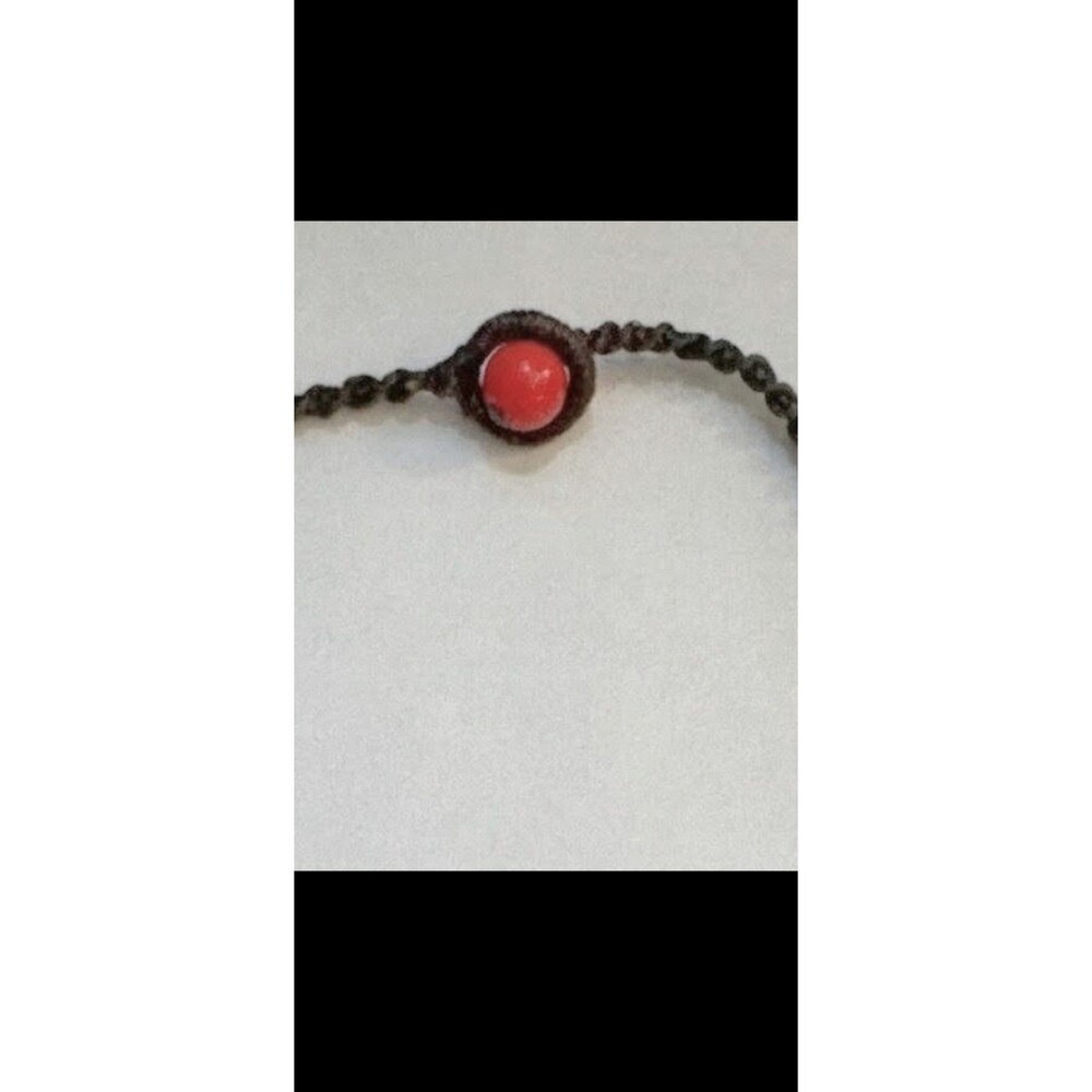 Handmade Knotted Brass Bead Bib Necklace Red Drop Beads Boho Tribal Statement - Picture 5 of 16